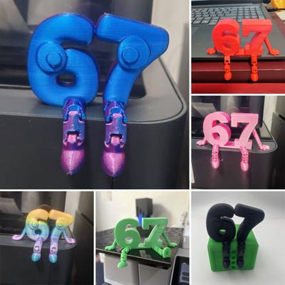 3D Printed 67 Figurine with Articulated Legs Movable Joints Six Seven Fidget Toy Cartoon Number Desktop Decoration Ornament