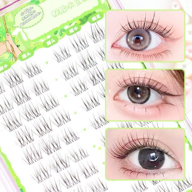 Bonnie Wisp - Natural Crisscross Cluster False Eyelashes 02 - Black - One Size