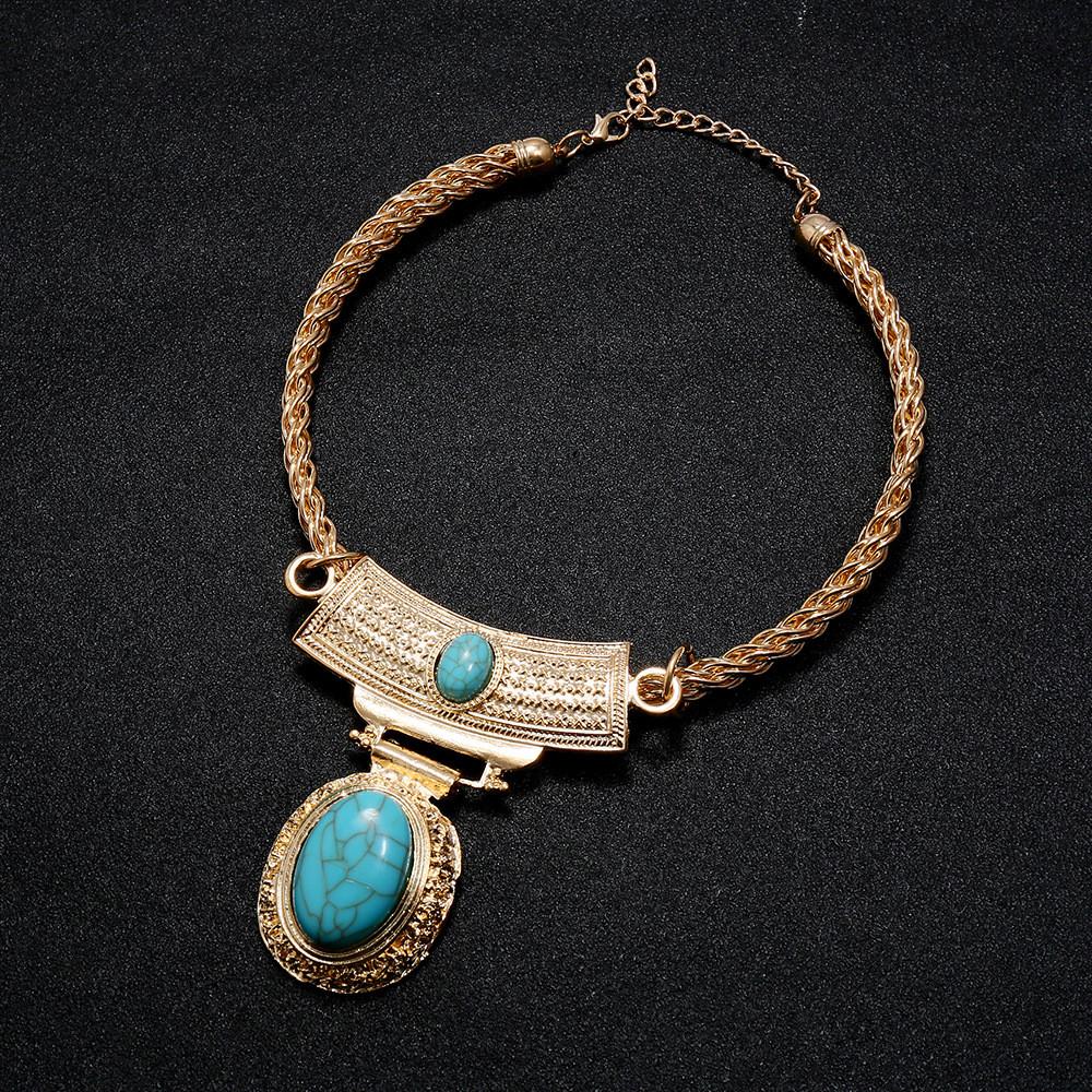 

Ethnic Art Inspired Alloy Geometric Pendant Necklace With Water Chain For Womens Accessories