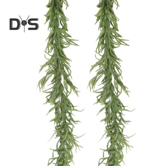 1 Pc/2 Pcs Faux Norfolk Pine Garland 6ft Realistic Artificial Pine Needles Wreath Xmas Greenery Garland for Indoor Mantel Table Centerpiece Decor