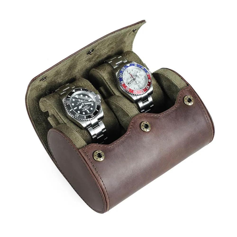 CONTACT'S Genuine Leather Men Watch Case Luxury Designer 1/2/3/4 Slots Egg-Shaped Watch Box Women Watches Travel Watch Bags