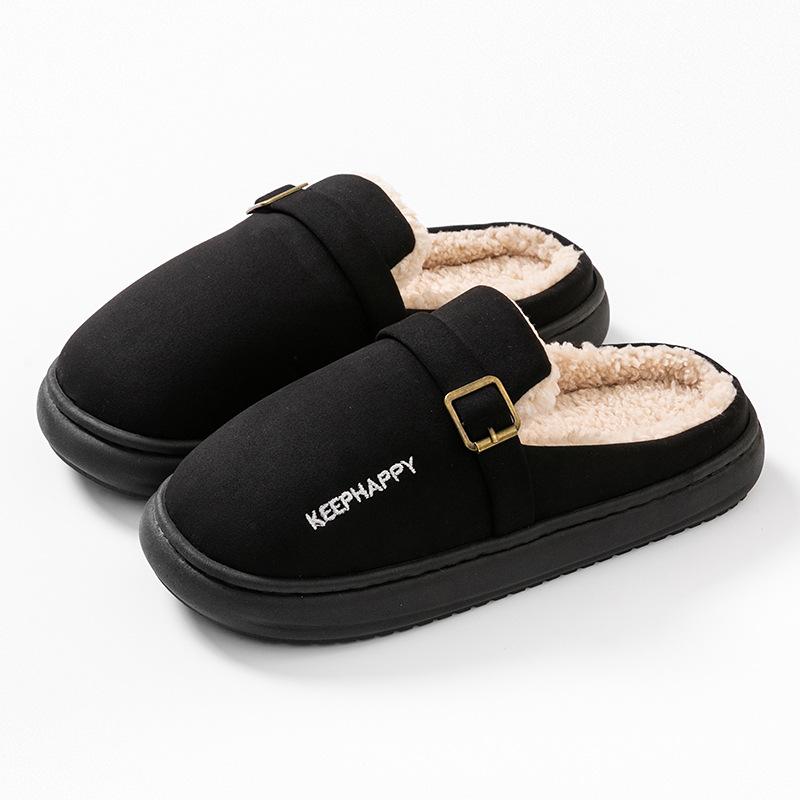 Fashion Fashion Women Indoor Fluffy Slippers for Autumn and Winter Thick Sole Anti-Slip Light Weight Couples House Floor Cotton Shoes