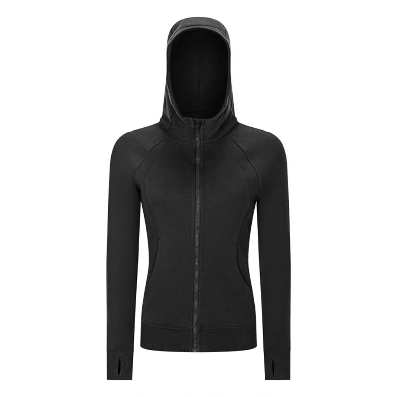 

High Quality Yoga Clothing Top Women Fall and Winter Velvet-Added Thickness Fitness Running Windproof Outwear Hooded Sweatshirt Women