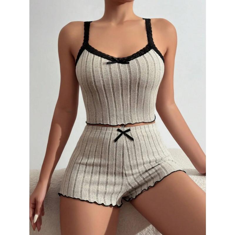 Summer New Sexy Sling Pajamas Home Wear Suit Europe and The United States Wind Female Sense Lace Edge Sling Shorts Home Wear