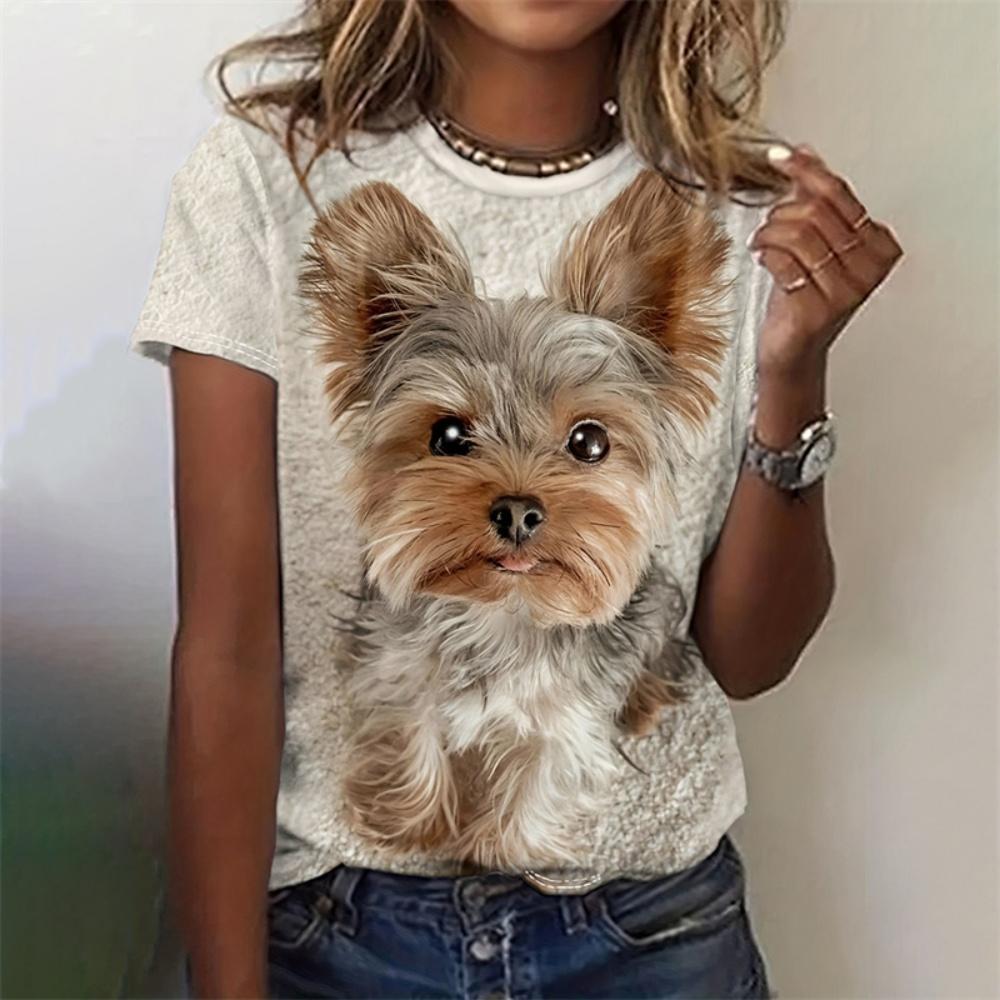 Women's T-shirt Fun 3D Printed Kawaii Cat Dog Animal Pattern T-shirt