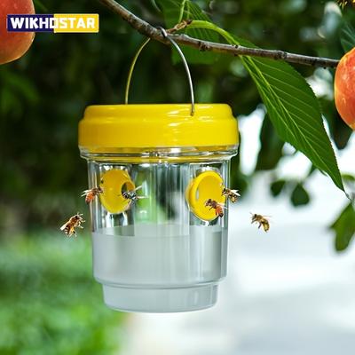 Clear Plastic Outdoor Insect Trap with Lid - Effective for Catching Fruit Flies, Wasps, Transparent Design for Easy Monitoring