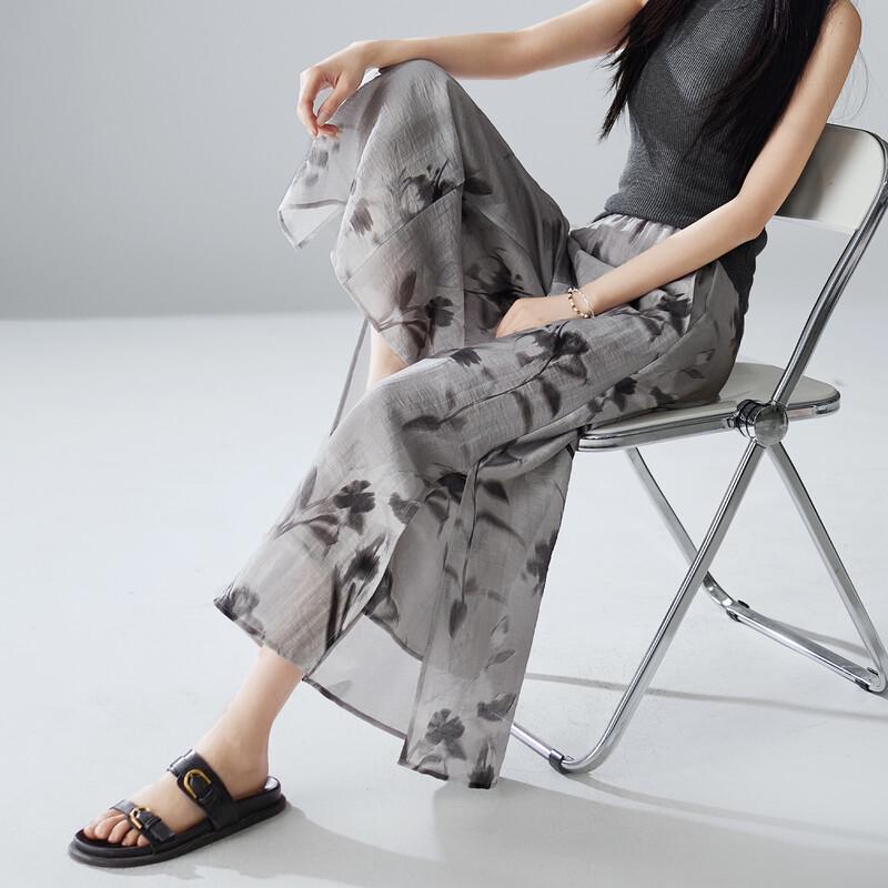SOFSIL 2026 Summer Ink Print Wide-Leg Linen Blend Pants 26/S