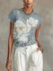 New European and American summer flower print short-sleeved t-shirt top