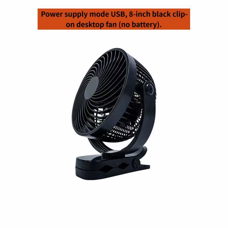 8-Zoll wiederaufladbarer/steckbarer USB-Schreibtischventilator tragbarer Clip-Ventilator 3 Geschwindigkeiten geräuscharmer Luftzirkulationsventilator geeignet für Zuhause Büro.