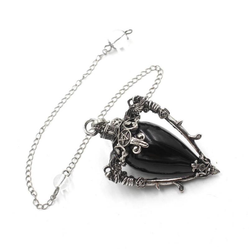 Crystal Pendulum Pendant Necklace Natural Stone Gemstone Charm Women Fashion OL Style Copper Plated Jewelry