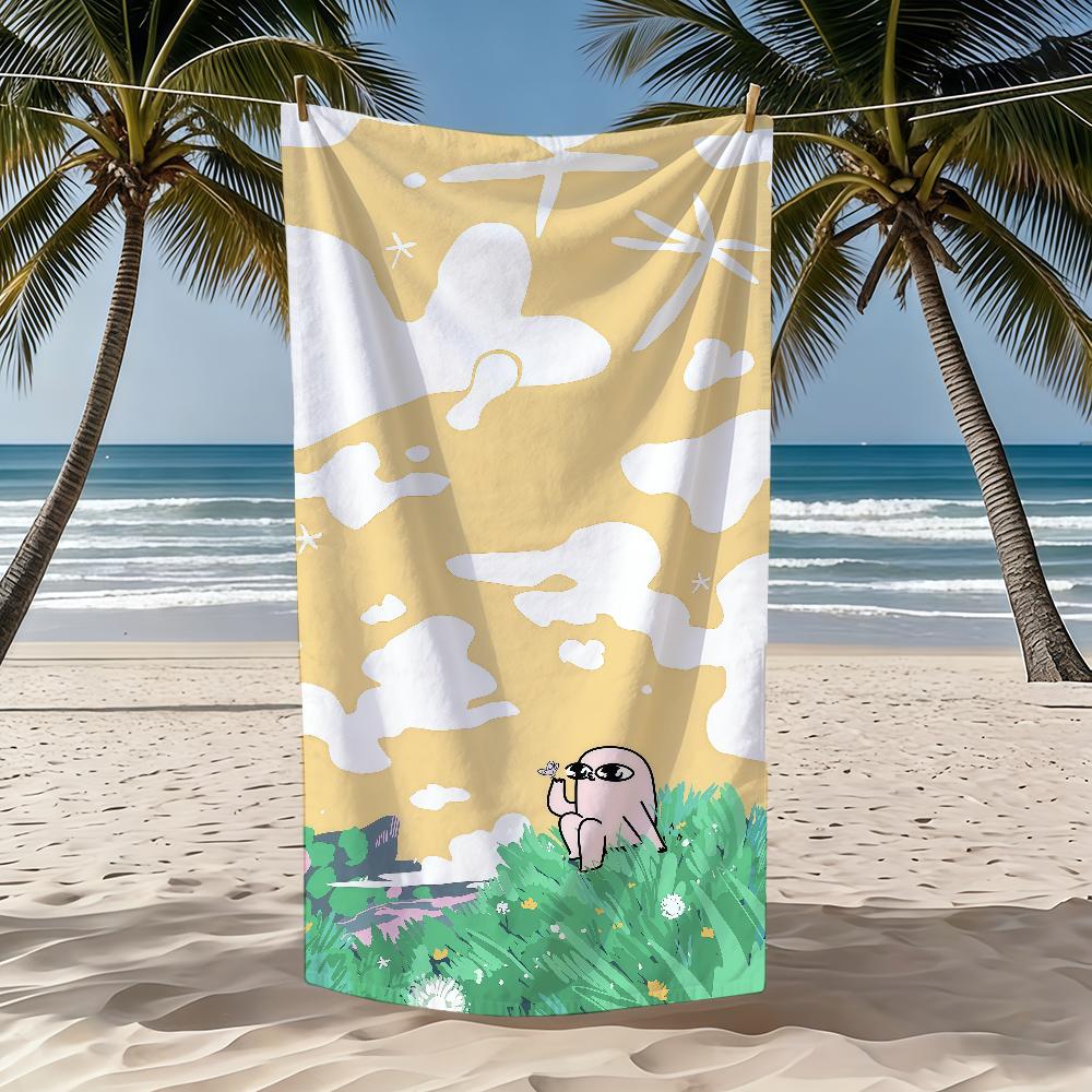 K-ketnipz Towel Textile Bathrobe Beach Cartoon Art Quick-Drying Kawaii Cute Lightweight Portable Camping Swim Funny Pool Travel