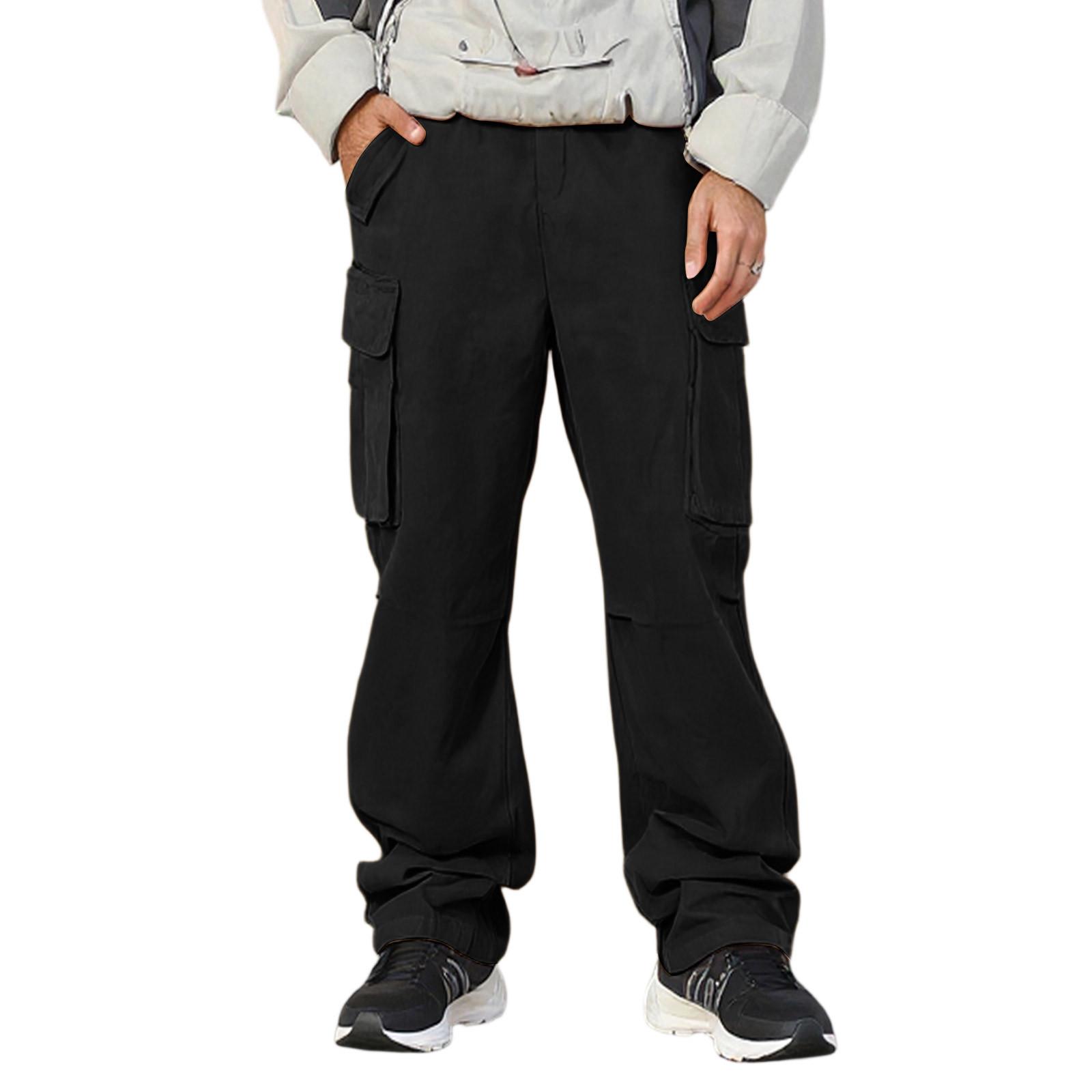 

Casual Sports Pants Men s Loose Leggings Long Panel Fitness Running Training Pants L чёрный