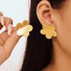 French Court Style Five-Petal Flower Stud Earrings In 18k Gold-Plated Titanium Steel with Smooth Geometric Design