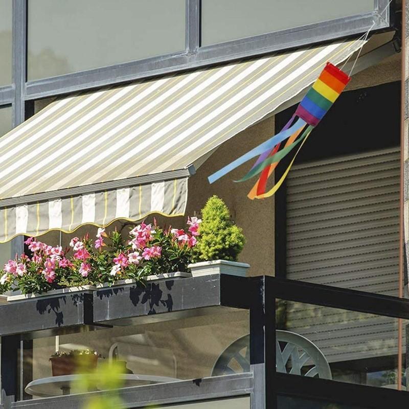 Vibrant Rainbow Wind Direction Flag Durable Polyester Yard Decor Banner