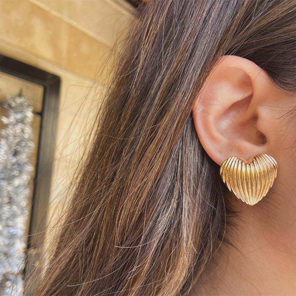 Gold Color Stainless Steel Shell Stud Earring Simple Titanium Steel Earrings For Women Trendy Party Jewelry Accessories Gift