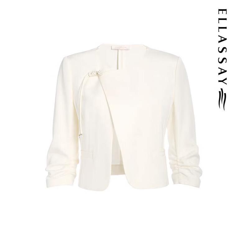 ELLASSAY Women's Elegant Chinese Style Silk Blend Blazer