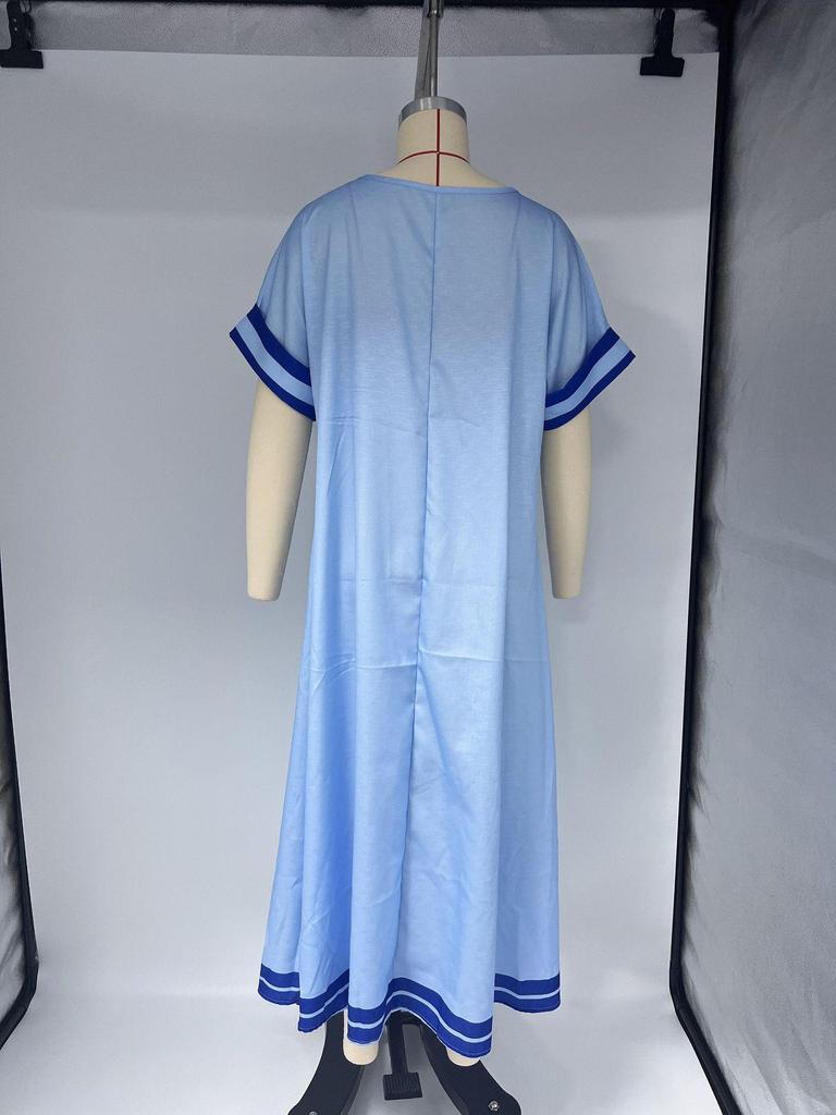 2025 Temperament Short Sleeve Bow Pocket Maxi Dress