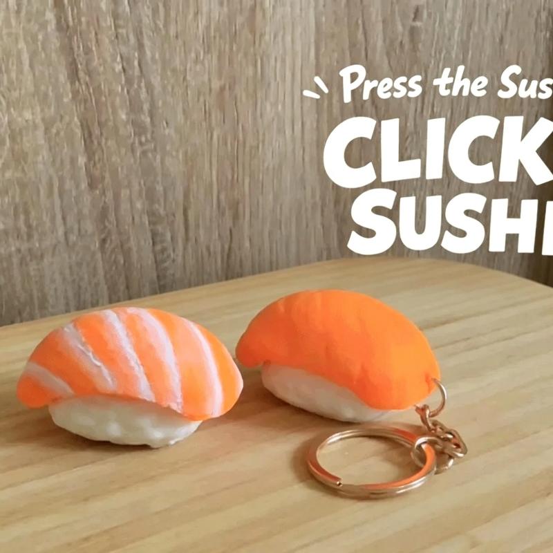 Sushi Clicker Anti-Stress Fidget Toy 3D Printed Food Keychain Portable Sensory Gadget for Office Workers Stress Relief
