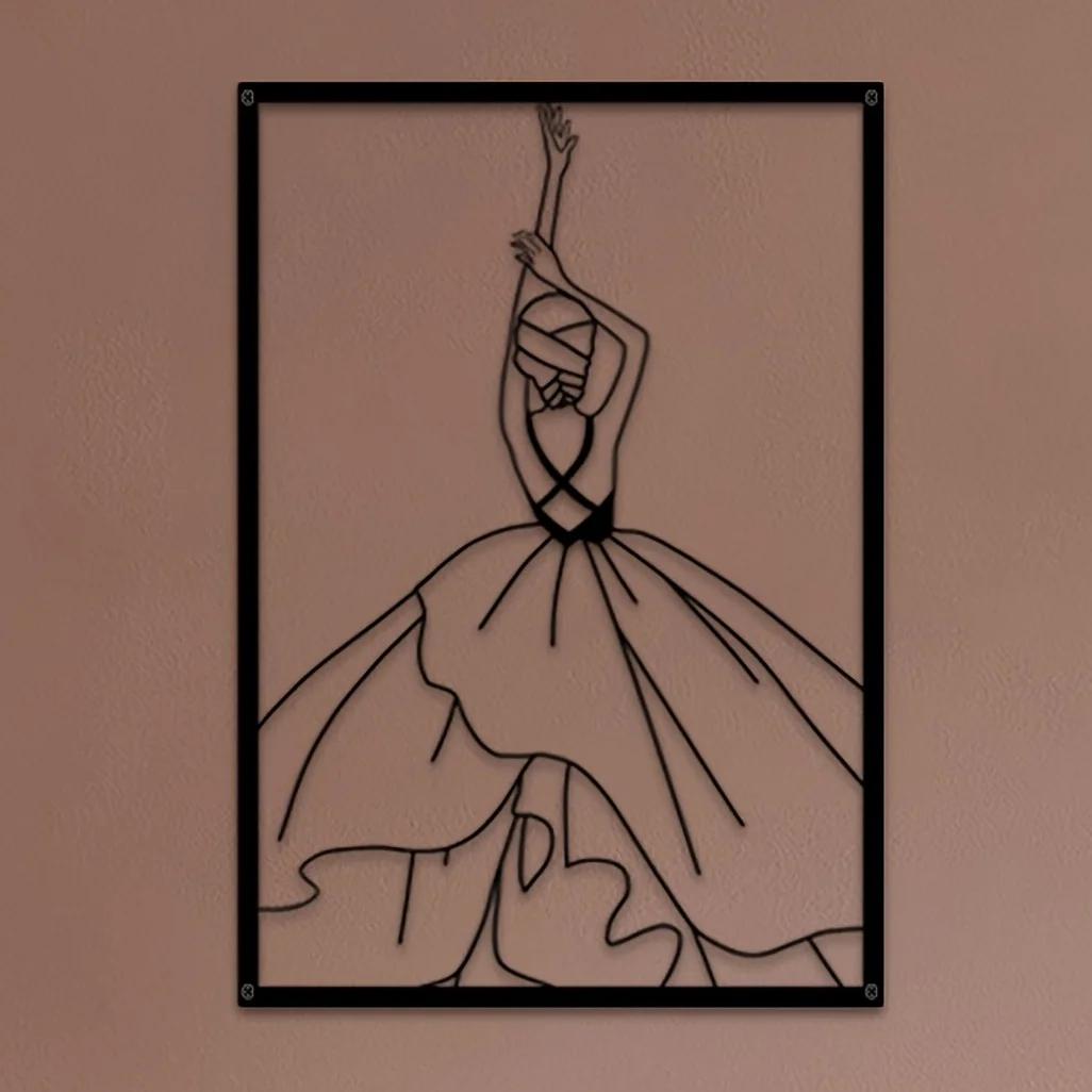 Металлический современный минималистский декор для стен с изображением танцовщицы — фото 11