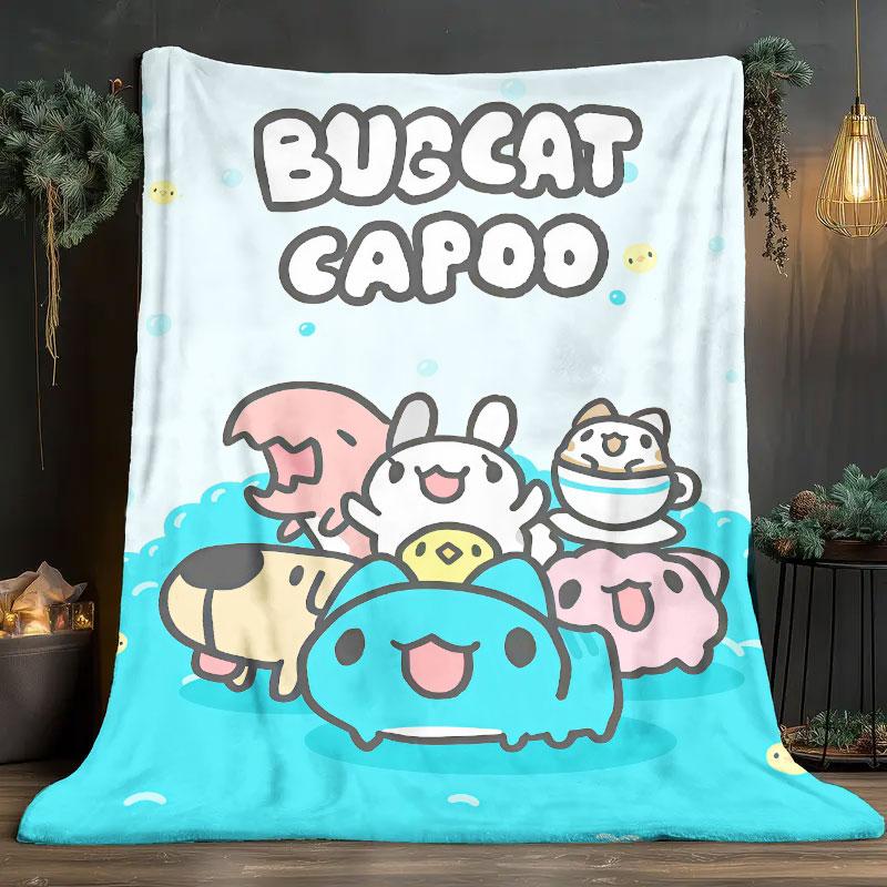 1Pc BugcatCapoo Print Flannel Blanket, High Quality Comfortable for All Seasons, Home Decor, Warmth and Comfort, Perfect for Christmas Gifts