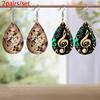 Classical Elegant Music Note Pattern PU Leather Earrings Women's Fashion Drop Dangle Earrings Double-sided Print Lightweight  Earrings
