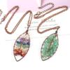 Handmade Winding Curved Leaves Natural Gravel Tree Of Life Crystal Lucky Tree Necklace N05