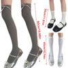 Ballett Elegante Samt Over-the-Calf Lange Socken für Damen Mädchen Süße Band Schleife Einfarbig Oberschenkelhohe Strümpfe