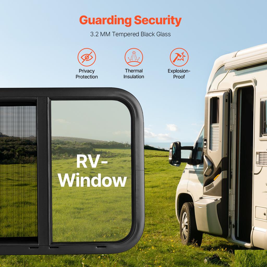 SucceBuy Vertical/Exit/Horizontal RV Window Tinted RV Window with Net Screen&Trim Ring RV Window Replacement for Trailer Camper