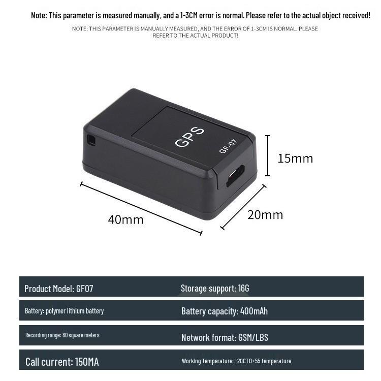 GF07 Magnetic GPS Locator for Cars, Motorcycles, and Electric Vehicles - No Installation, Anti-Lost Device