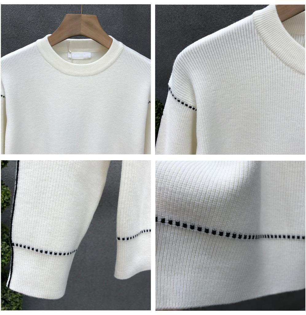 Men's Korean Style Contrast Stitch Knit Sweater - Autumn/Winter Trend 2025
