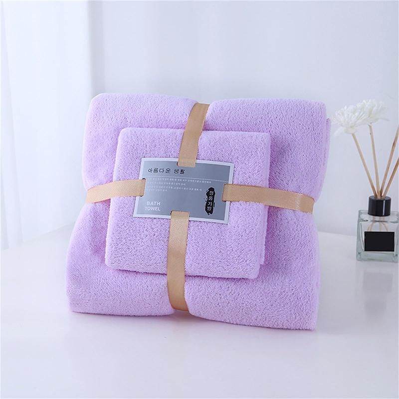 The 2-Piece Ultra Soft Comfortable Absorbent and Skin Friendly Towel Set Includes One 35x75cm Towel and One 70x140cm Bath Towel.