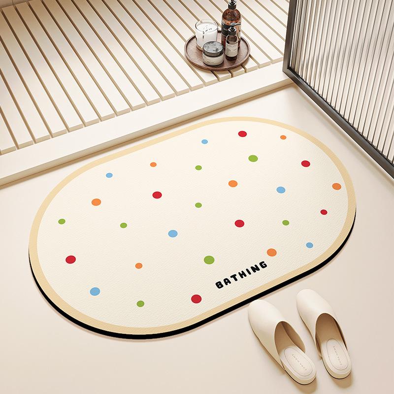 Diatom Mud Floor Mat Cream-air Bathroom Floor Mat Household Water Absorption Quick-drying Foot Mat Bathroom Door Dirty-resistant Anti-slip Mat