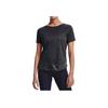 Under Armour Solid Color Round Neck Pullover Training T-Shirt Women Tops Black 1366129-001