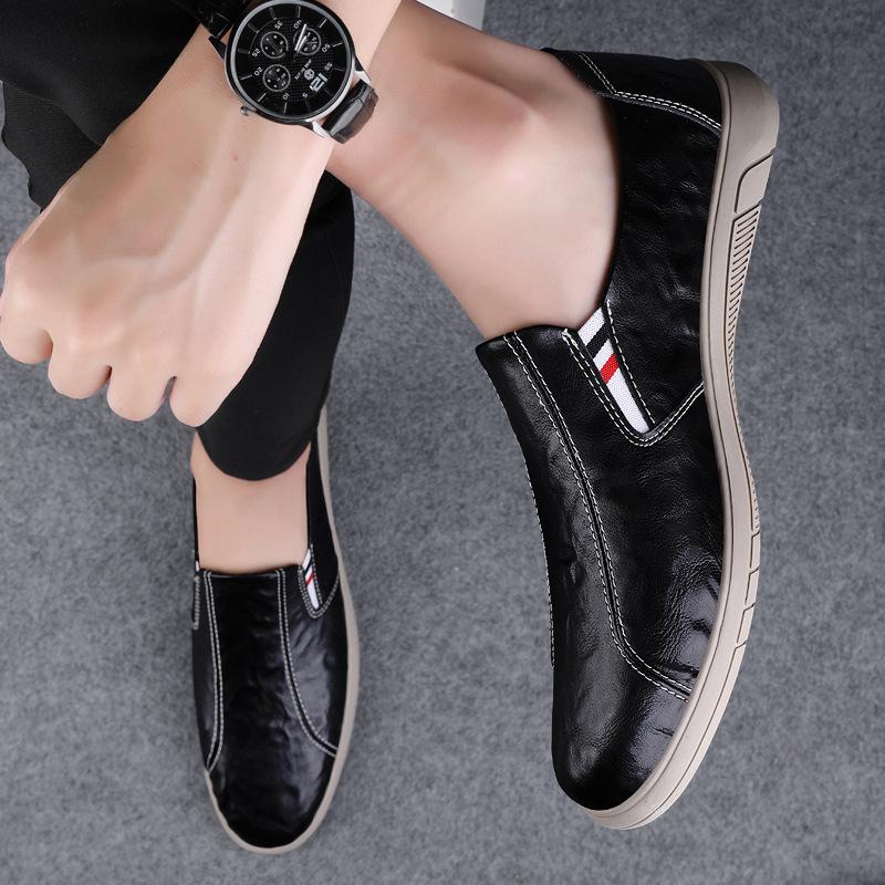Men's shoes 2025 summer new men's daily soft-soled waterproof casual leather shoes lazy high-mouth one-pedal loafers
