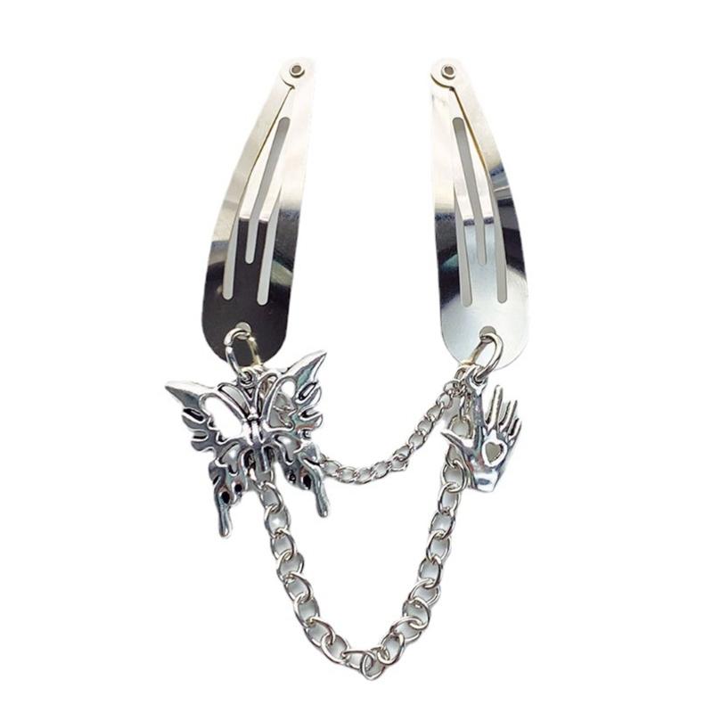 

Goth Hair Clips for Women Harajuku Metal Chains Hair Pins Girl Punk Butterflies Vintage Hair Accessories Y2K Jewelry