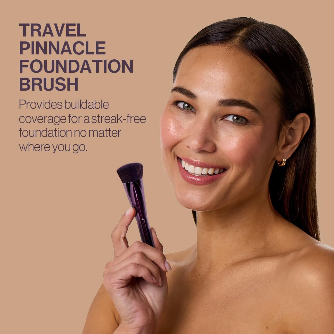 Anisa Beauty Travel Pinnacle Foundation Brush | Compact, Vegan-Friendly, High-Density Brush for Seamless Foundation Application. Ideal for Liquid,