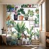 1Pc Green Plant Flower Pot Print Shower Curtain Multiple Size Partition Privacy Hanging Curtain 12 Hook Home Bathroom Decoration