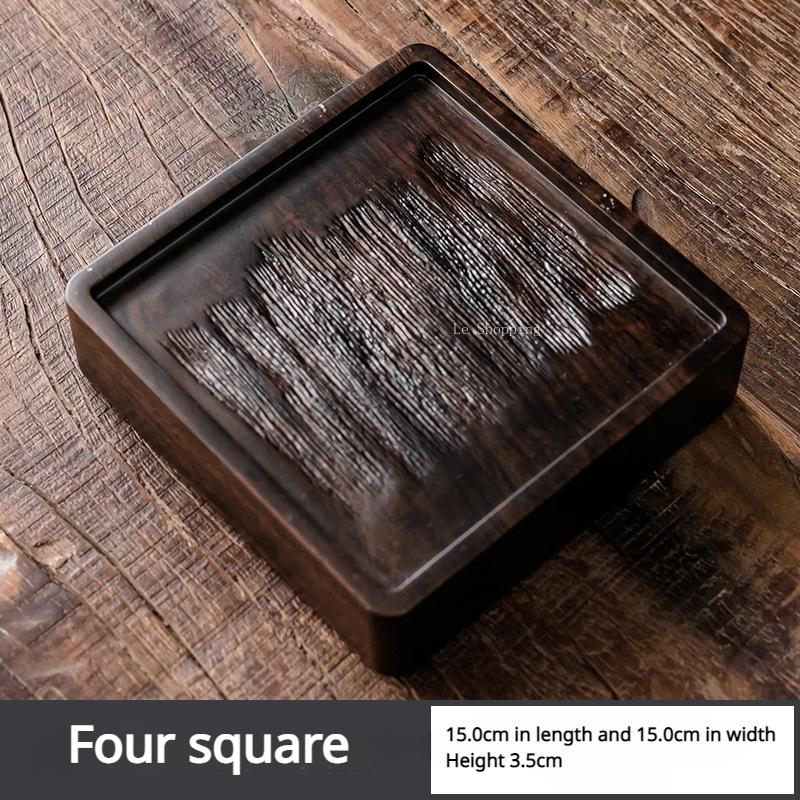 Tea Art Tools Sandalwood Pot Bearing Japanese Black Whole Wood Solid Wood Dry Brewing Table Small Tea Table/pot Holder/pad/plate