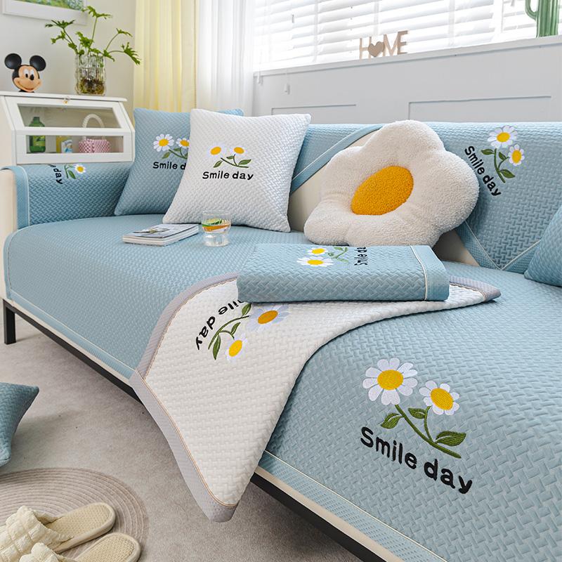 

Летний домашний прохладный чехол с цветочным принтом Funda Non-slip Ice Silk Sofa Cushion Couch Sofa Covers Mat 90x70