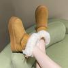 Fleece Thickened Snow Boots Winter New Thick-soled Fluffy Mouth Bow Warm Large-size Cotton Shoes