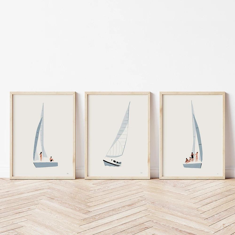 1Pcs Living Room Decorative Pictures for Living Room Sailing Boat Interior Paintings Wall Art Canvas Painting Simple Home Decor No Frame