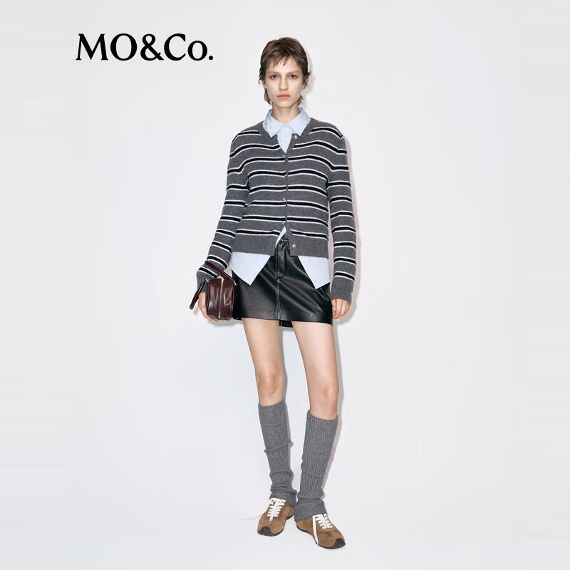 MO&Co. Women's British Style H-Line PU Short Skirt
