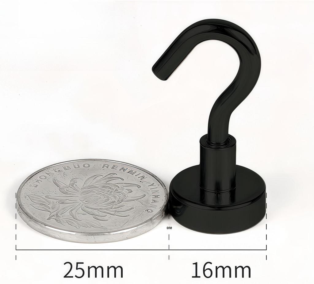 Neodymium Iron Boron Magnetic Hook: Strong, Round, No-Drill Refrigerator Magnet.