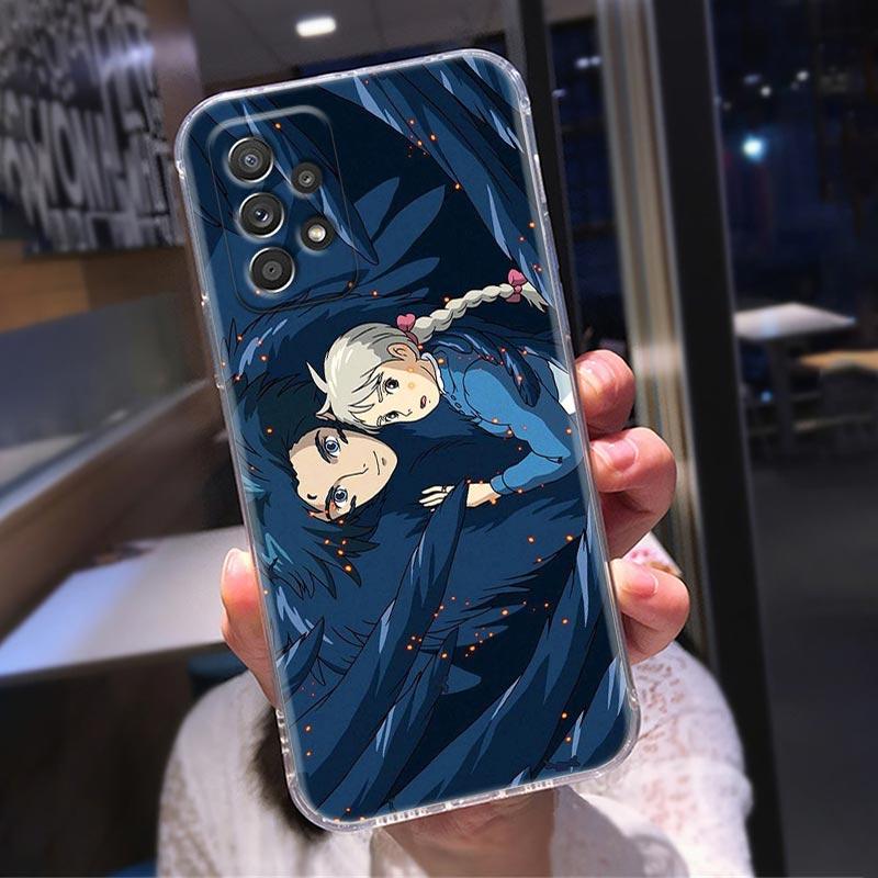 Průhledné pouzdro pro Samsung Galaxy A52 A51 A53 A72 A71 A73 A32 A31 A33 A22 A11 Pouzdro Kryt Miyazaki Hayao Anime Howl's Moving Castle