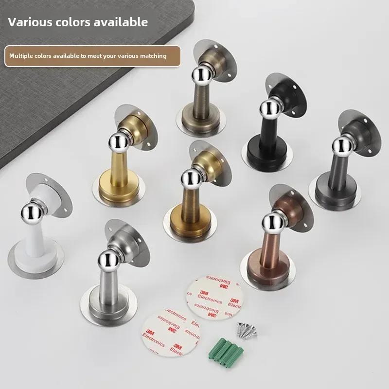 Stainless Steel Magnetic Door Stopper No Drilling Silent Bedroom Door Blocker Floor Wall, Windproof and Anti-collision Door Clip