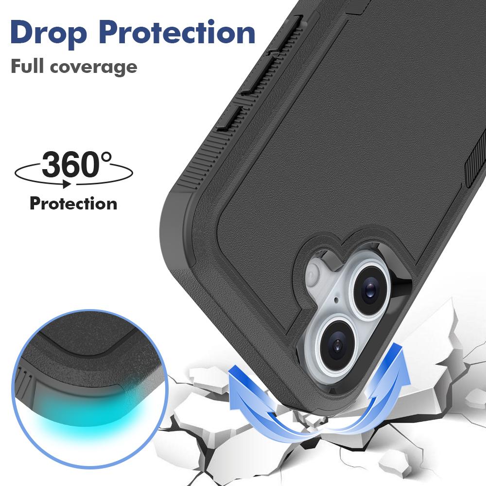 For iPhone 16 Case 2-in-1 PC+TPU Shockproof Phone Cover