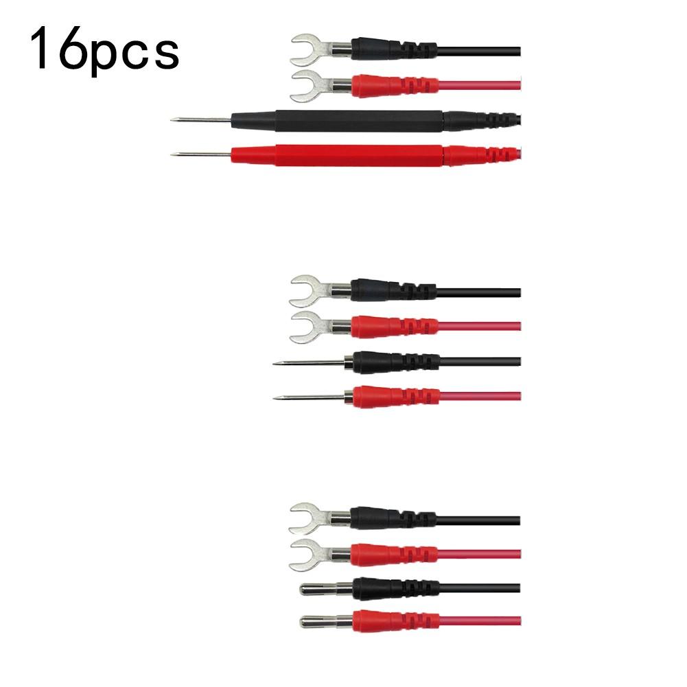 16-Piece Multimeter Test S Probe Voltmeter For Alligator Cable Clip Kit
