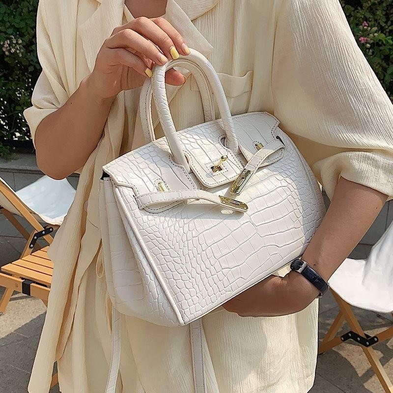 Elegante Handtasche mit Krokodilmuster für Damen Stilvolle Vielseitige Kelly Tote Bag in Schwarz Khaki Gelb Rosa Und Weiß