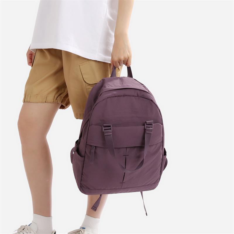 Men Solid Color Backpack Women's Large Capacity Lightweight Backpack Student Travel Bag