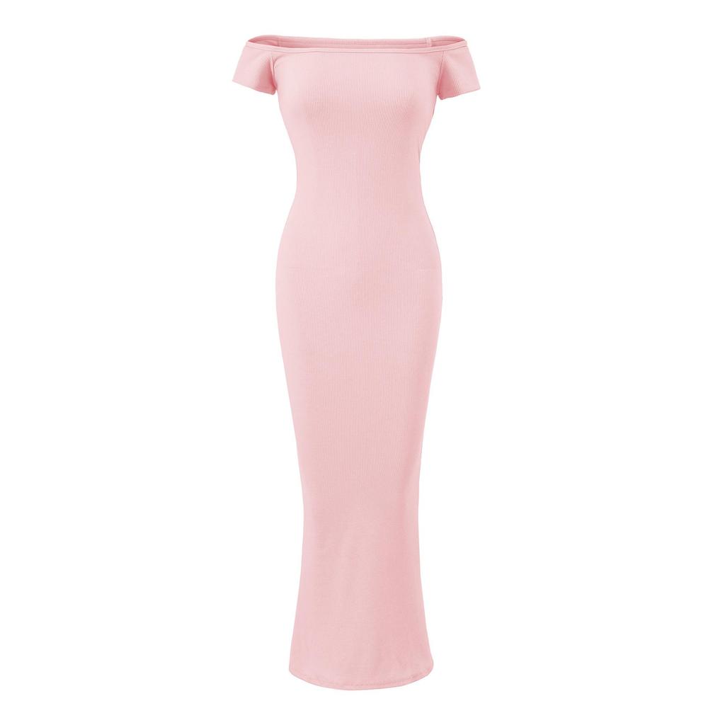 2026 Summer Sexy One-Shoulder Bodycon Dress: Hip-Hugging, Waist-Cinched, Solid Color Long Dress for Women